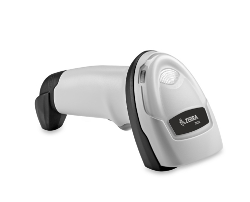 Der Zebra DS2208 Barcodescanner in weiß liegend