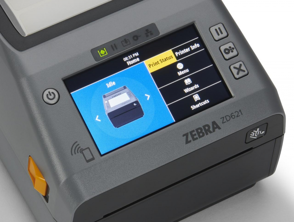 Ansicht auf das Display des Zebra ZD621 Etikettendruckers